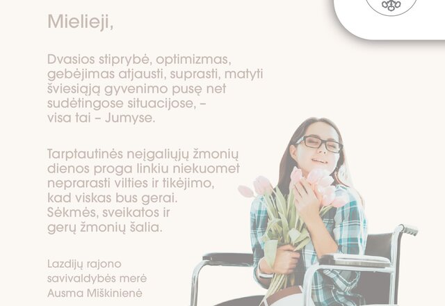 Šiandien minime Tarptautinę neįgaliųjų žmonių dieną