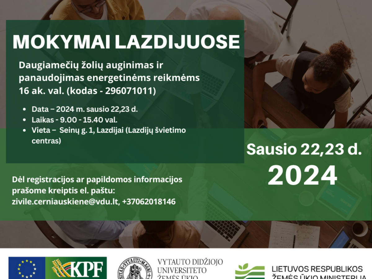 Mokymai sausio 22-23 dienomis
