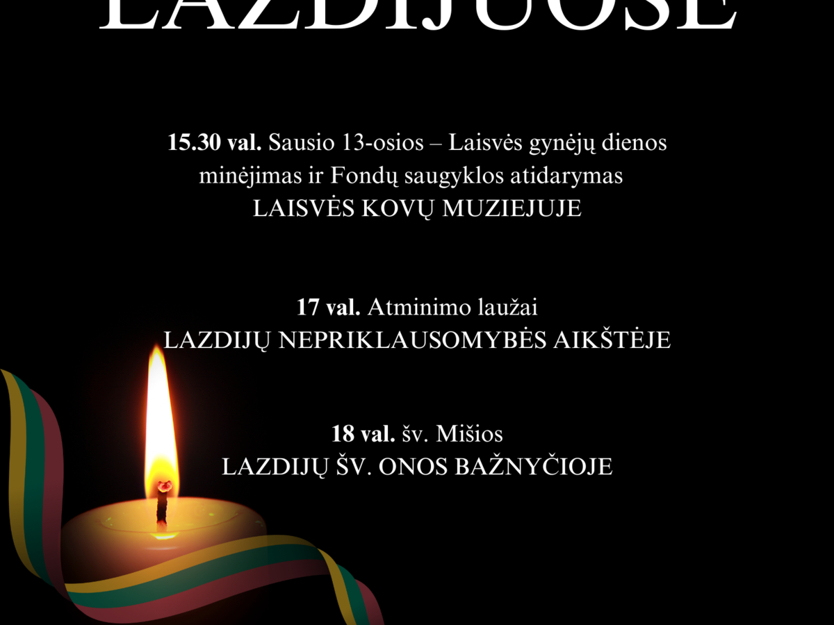 Kviečiame rajono gyventojus, svečius paminėti Sausio 13-ąją – Laisvės gynėjų dieną