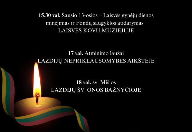 Kviečiame rajono gyventojus, svečius paminėti Sausio 13-ąją – Laisvės gynėjų dieną
