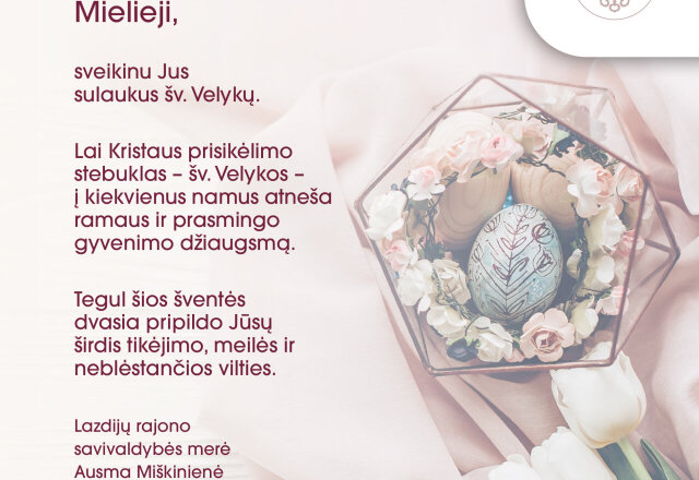 Sveikinimas šv. Velykų proga