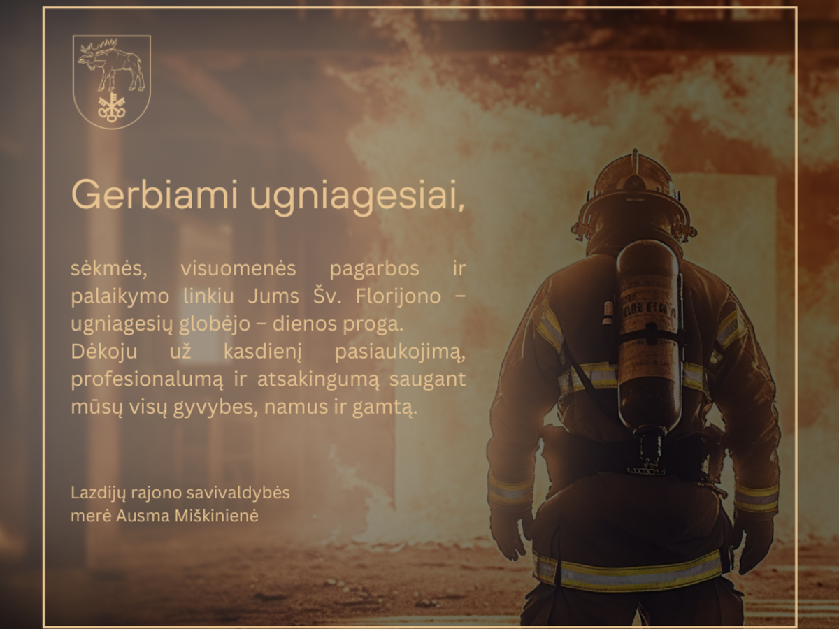 Sveikinimas Šv. Florijono – ugniagesių globėjo – dienos proga