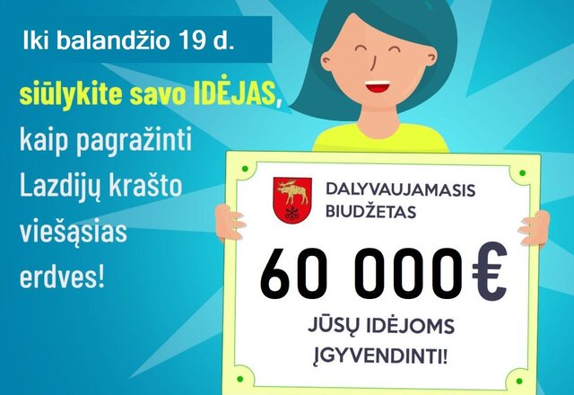 Dalyvaujamasis biudžetas: šiemet jūsų idėjoms finansuoti skirta net 60 tūkstančių eurų!