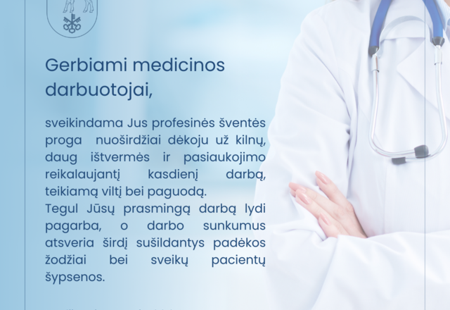 Sveikinimas medicinos darbuotojų dienos proga