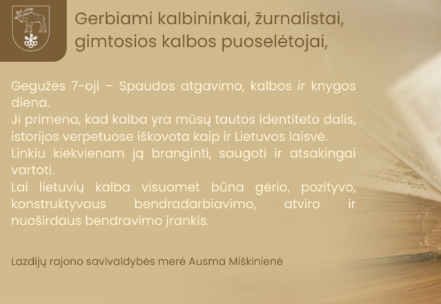Gegužės 7-oji – Spaudos atgavimo, kalbos ir knygos diena