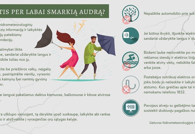 Hidrometeorologijos tarnybos sinoptikai įspėja apie trečiadienio dieną galinčią praošti audrą.