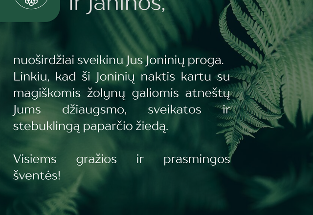 Sveikinimas Joninių proga