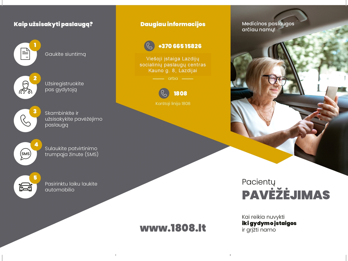 Lietuvoje nuo liepos 1 d. pradėta teikti pacientų pavėžėjimo paslauga
