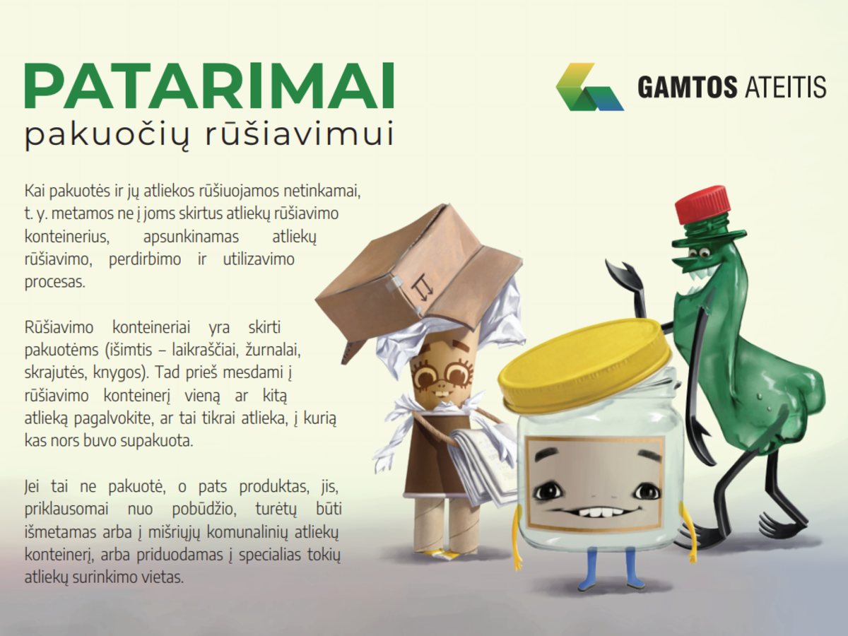 PATARIMAI pakuočių rūšiavimui