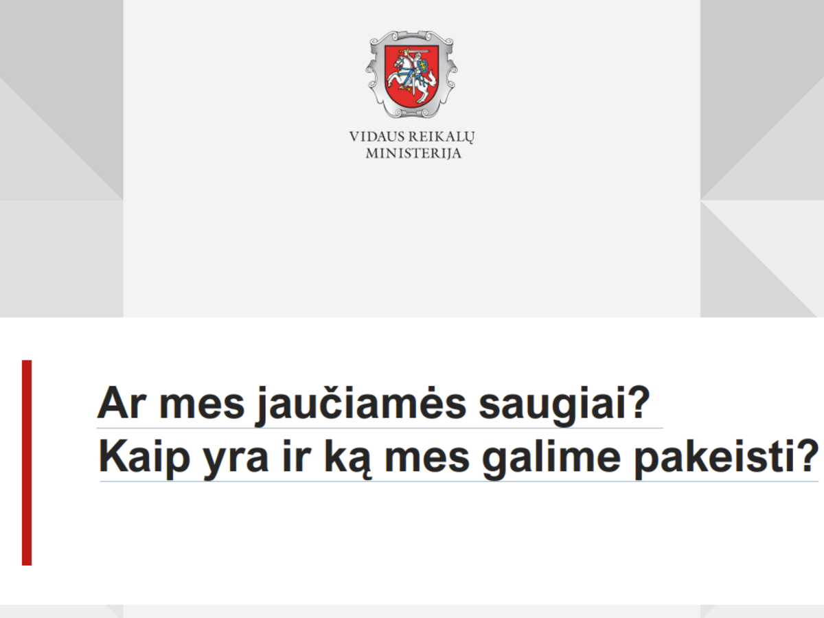 Ar mes jaučiamės saugiai? Kaip yra ir ką mes galime pakeisti?