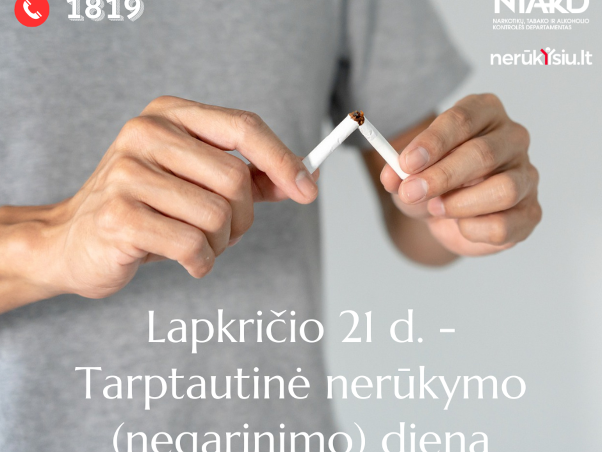 Tarptautinės nerūkymo dienos proga NTAKD rekomenduoja savivaldybėms steigti daugiau nerūkymo zonų