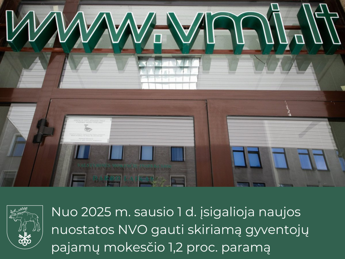 Nuo 2025 m. sausio 1 d. įsigalioja naujos nuostatos NVO gauti skiriamą gyventojų pajamų mokesčio...