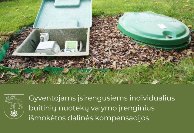 Gyventojams įsirengusiems individualius buitinių nuotekų valymo įrenginius išmokėtos dalinės...