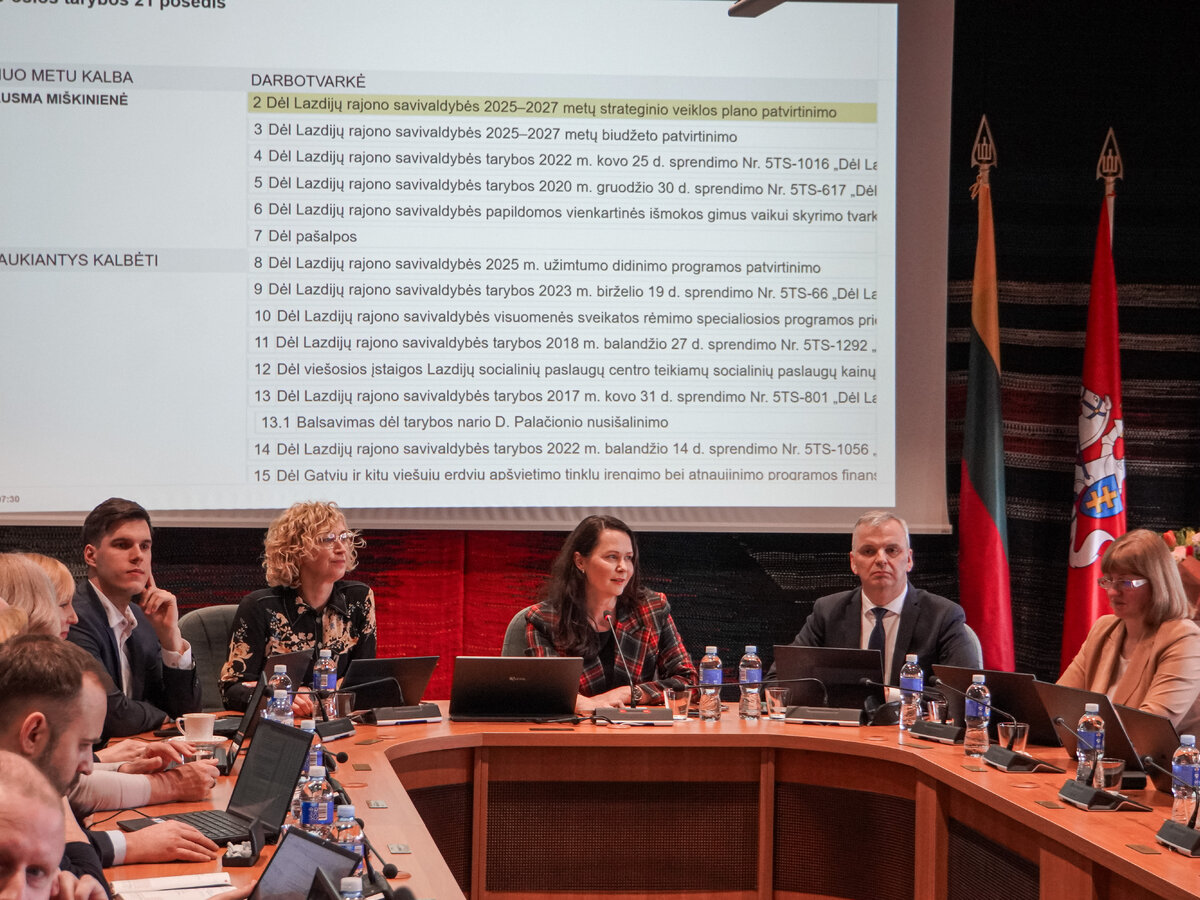Pirmasis šių metų tarybos posėdis: patvirtintas rajono 2025 metų biudžetas, pritarta Užimtumo...