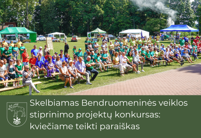 Kviečiame teikti paraiškas priemonės „Stiprinti bendruomeninę veiklą savivaldybėse“ įgyvendinimui 