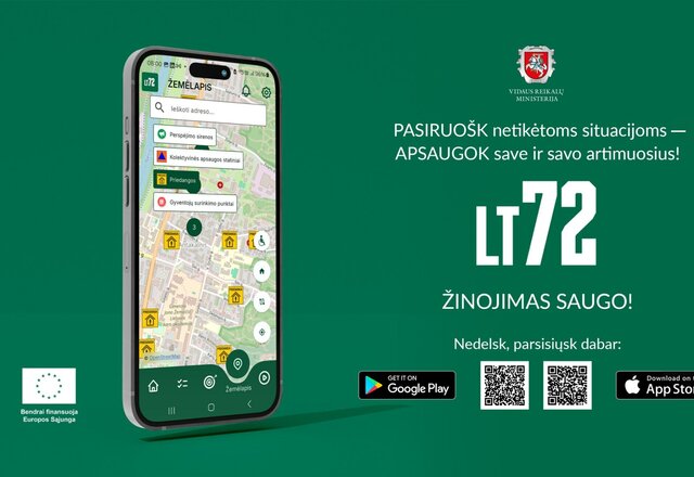 Mobilioji programėlė LT72: pagalba gyventojams ekstremaliųjų situacijų metu