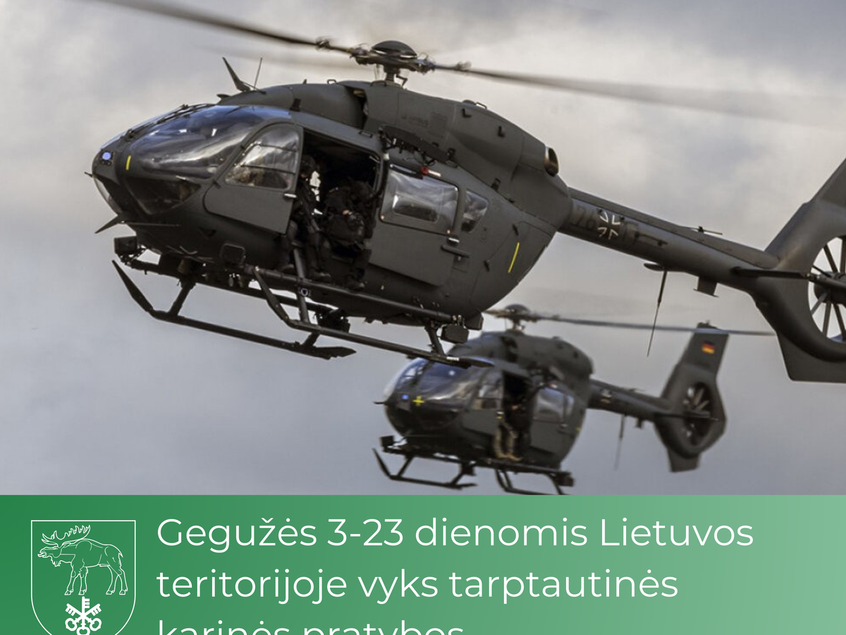 Gegužės 3-23 dienomis Lietuvos teritorijoje vyks tarptautinės karinės pratybos „Grifono žaibas 2025“