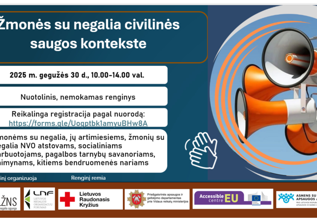Kviečiame prisijungti prie nuotolinio renginio „Žmonės su negalia civilinės saugos kontekste“