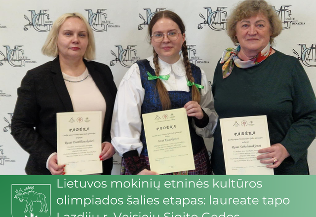 Lietuvos mokinių etninės kultūros olimpiados šalies etapas: laureate tapo Lazdijų r. Veisiejų...