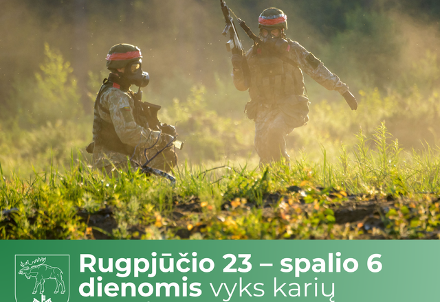Rugpjūčio 23 – spalio 6 dienomis vyks Lietuvos kariuomenės Sausumos pajėgų ir NATO sąjungininkų...