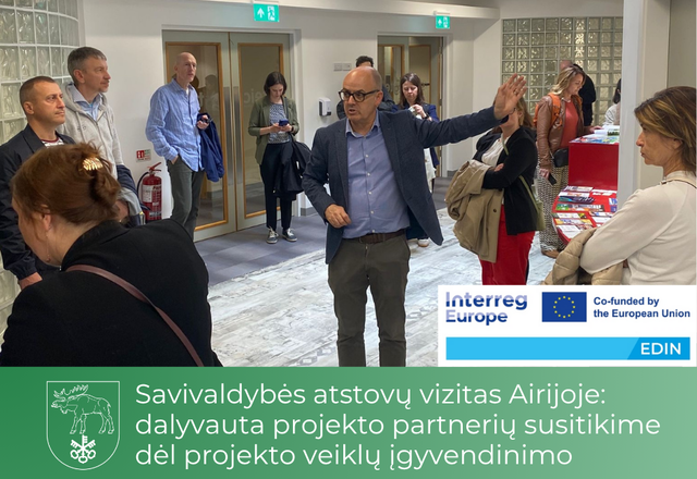Savivaldybės atstovų vizitas Airijoje: dalyvauta projekto partnerių susitikime dėl projekto...