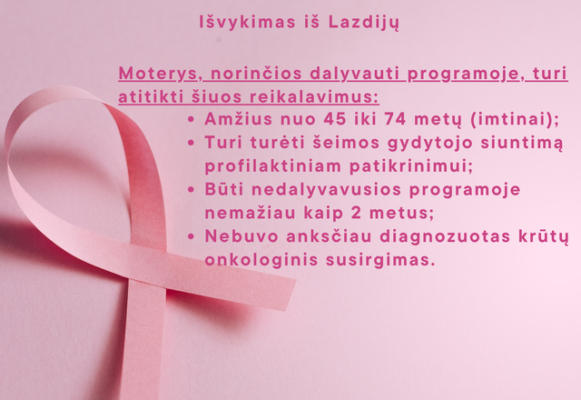 Svarbu moterims: nemokama prevencinė krūties vėžio patikra