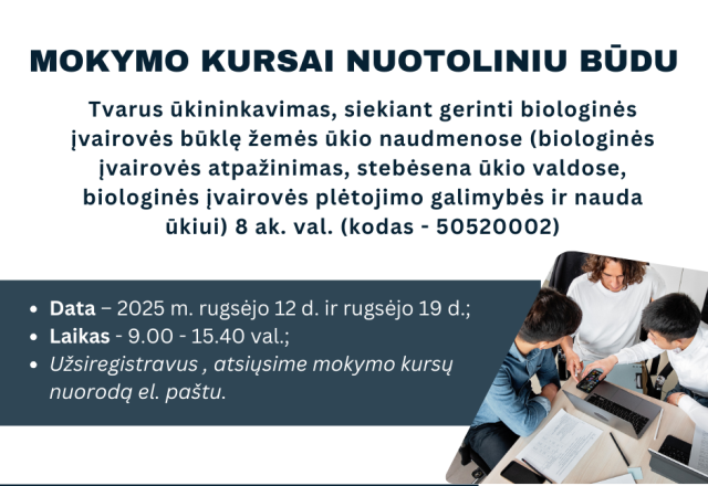 Kvietimas į nuotolinius mokymus rugsėjo 12 d. ir rugsėjo 19 d. 