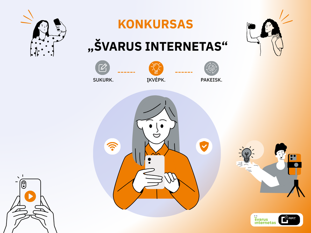 Ryšių reguliavimo tarnyba skelbia nacionalinį moksleivių vaizdo turinio konkursą „Švarus internetas“